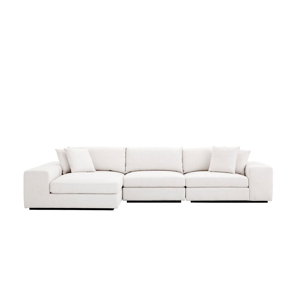 Luxury white lounge sofa with black base