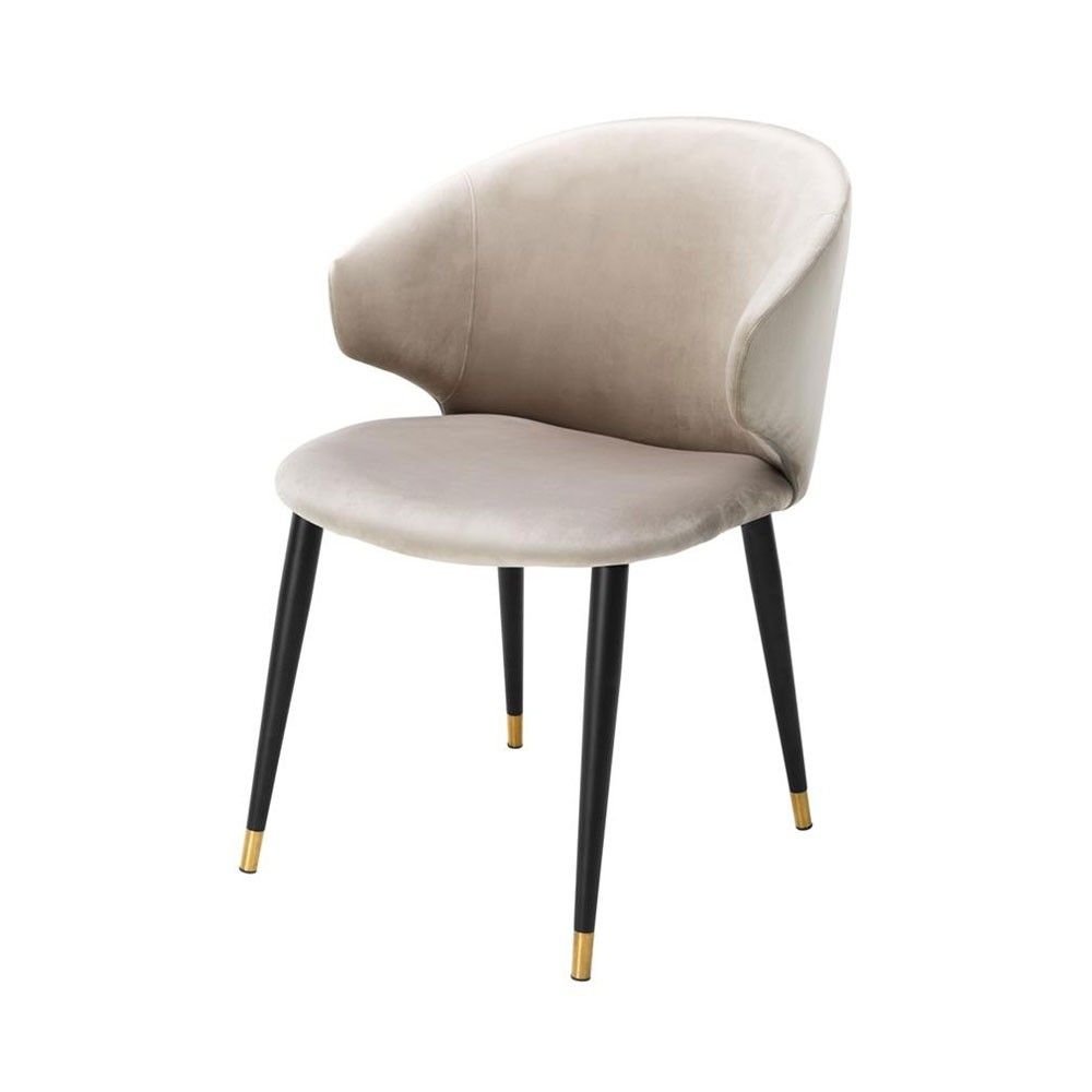 Beige velvet dining discount chairs