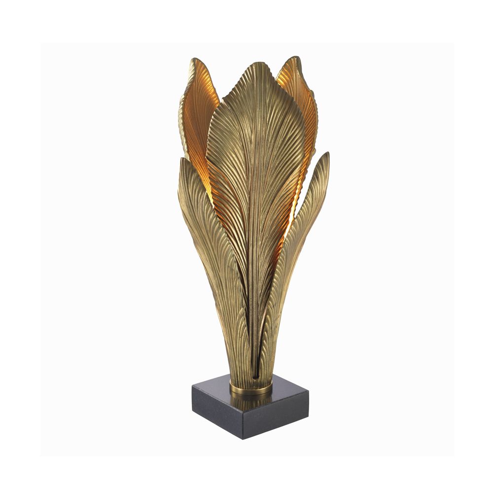 maui gold leaf table lamp with black granite base 