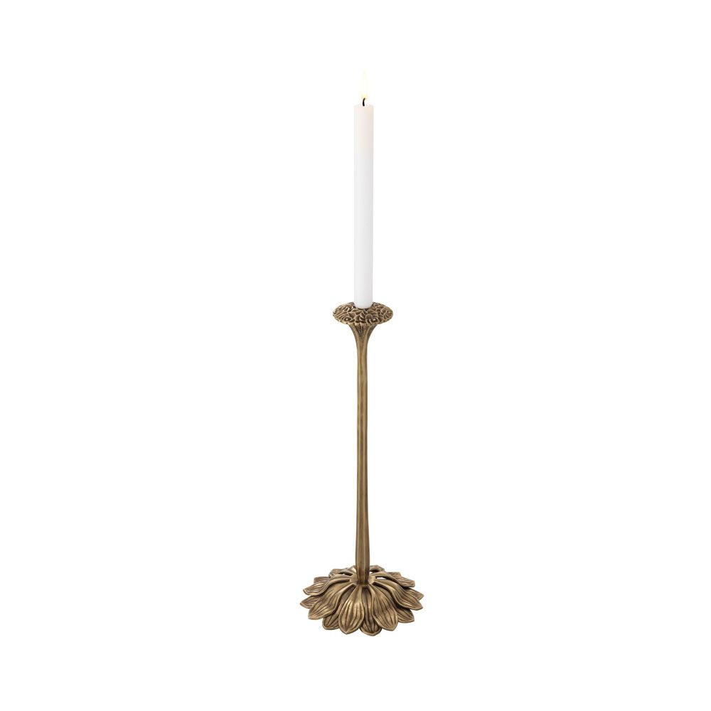 vintage brass candle holder with floral detailing 