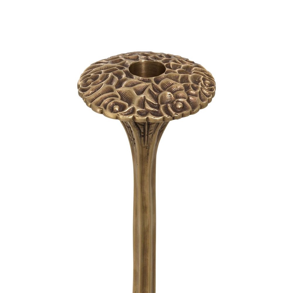 vintage brass candle holder with floral detailing 