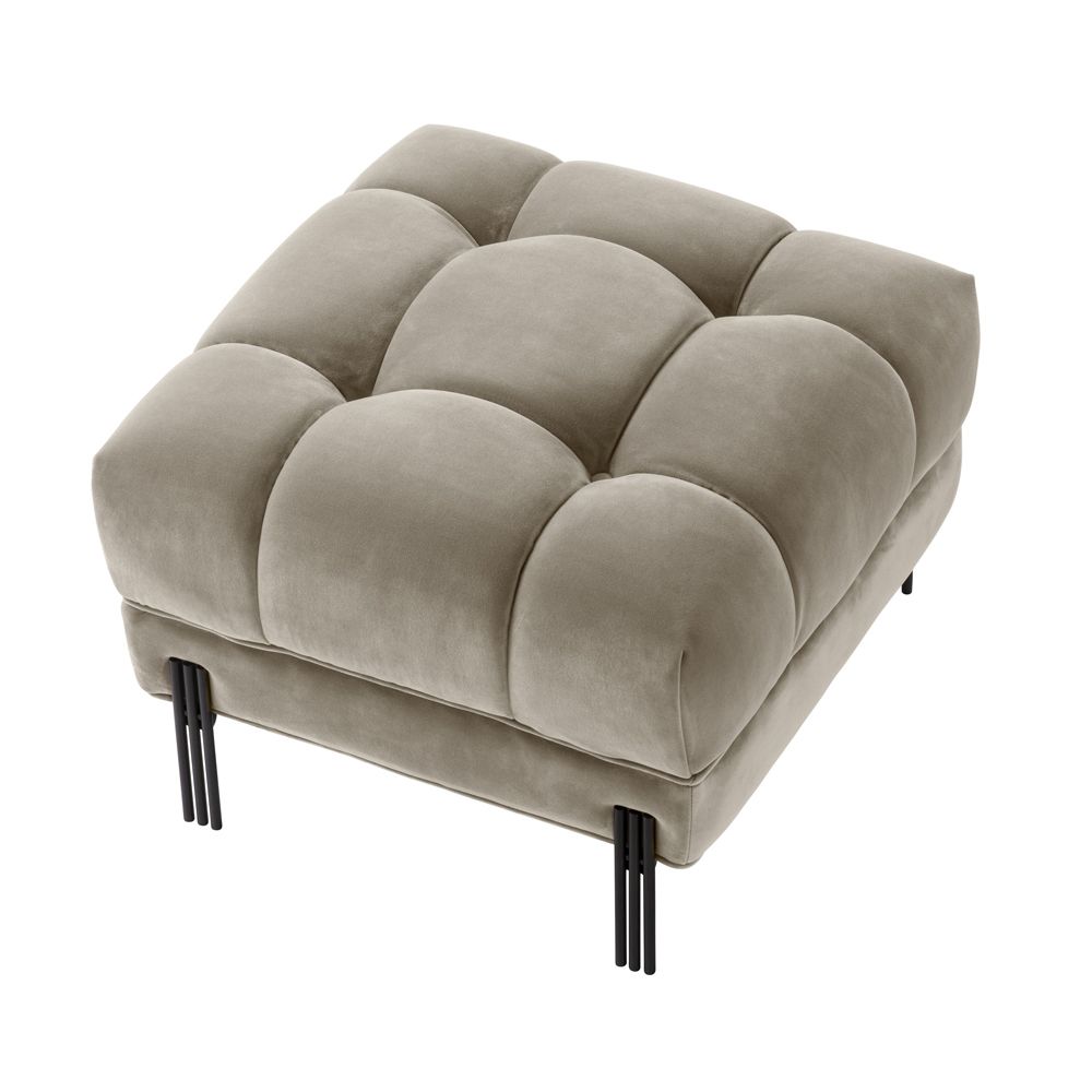 Luxurious Eichholtz greige velvet stool 