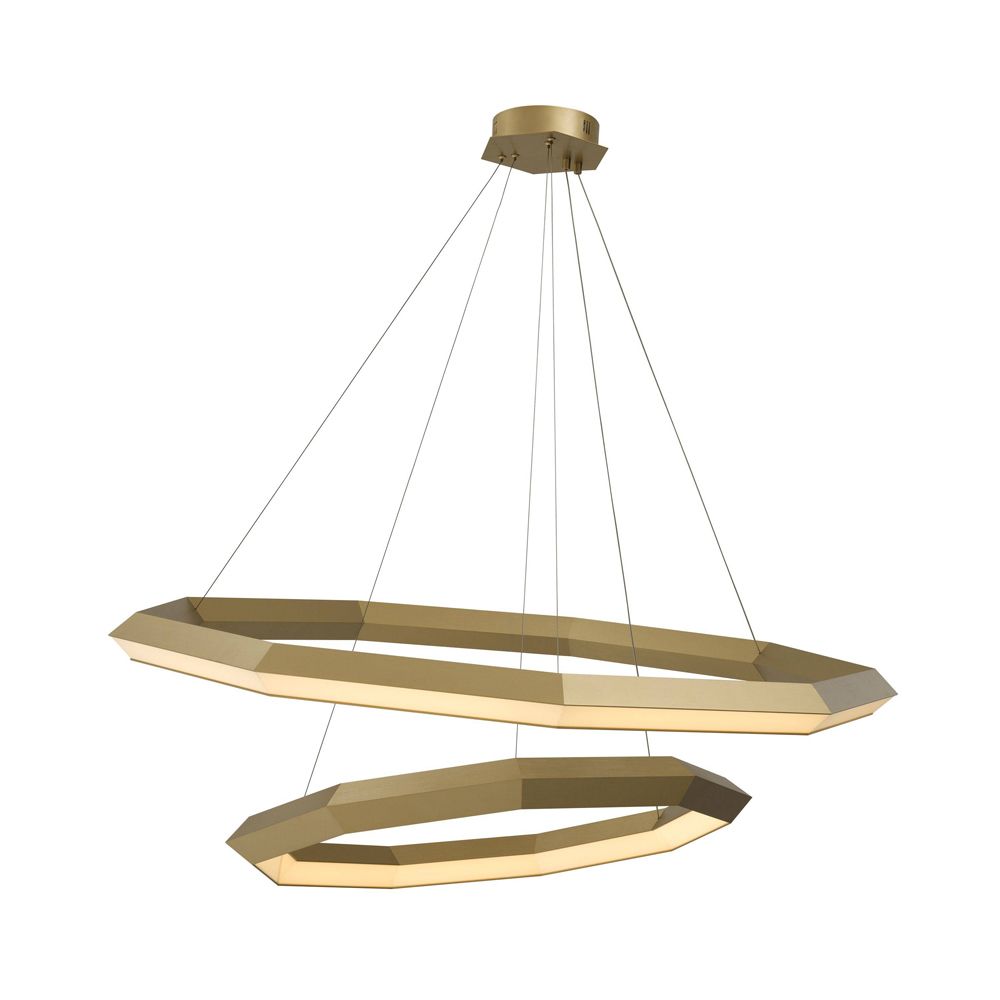 A glamorous contemporary two-tiered LED chandelier 