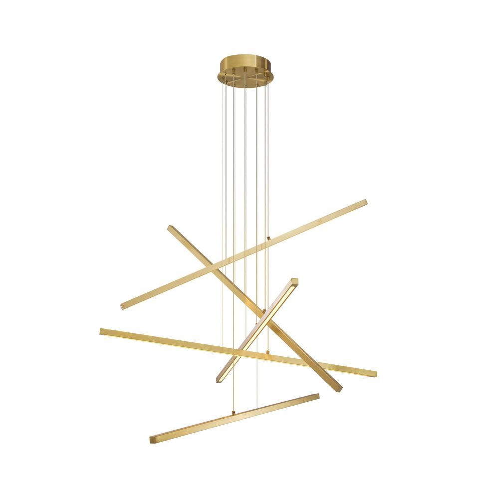 suspended light arrangement with antique brass finish 