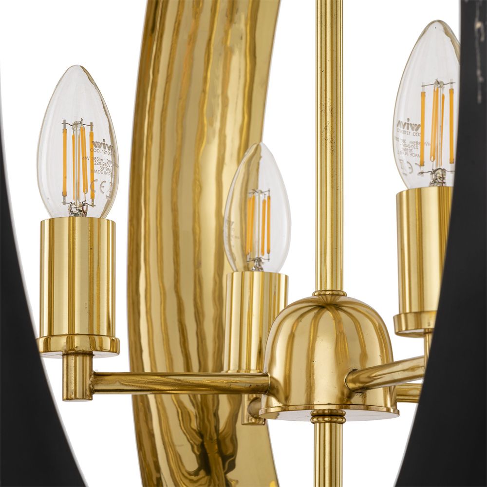 Glamorous black and brass pendant ceiling light by Eichholtz