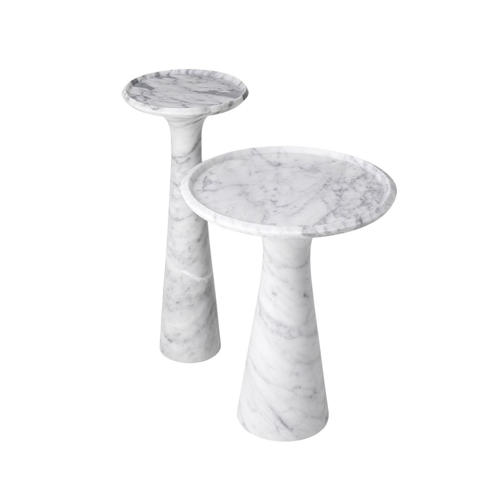 A luxurious high white marble side table