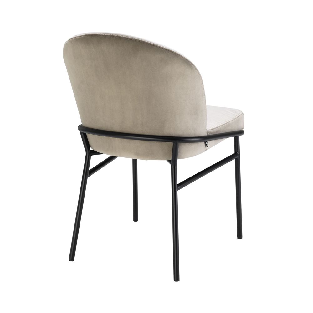 contemporary greige dining chair with black legs