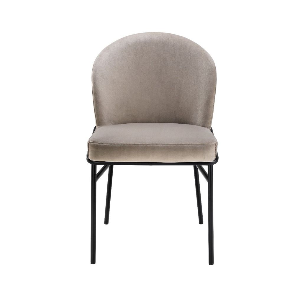 contemporary greige dining chair with black legs