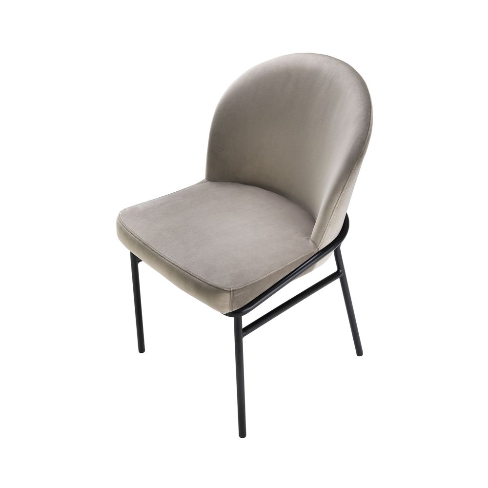 contemporary greige dining chair with black legs