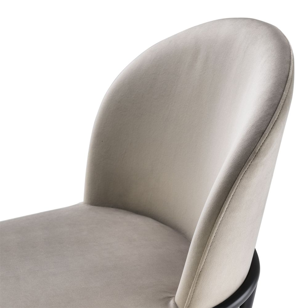 contemporary greige dining chair with black legs