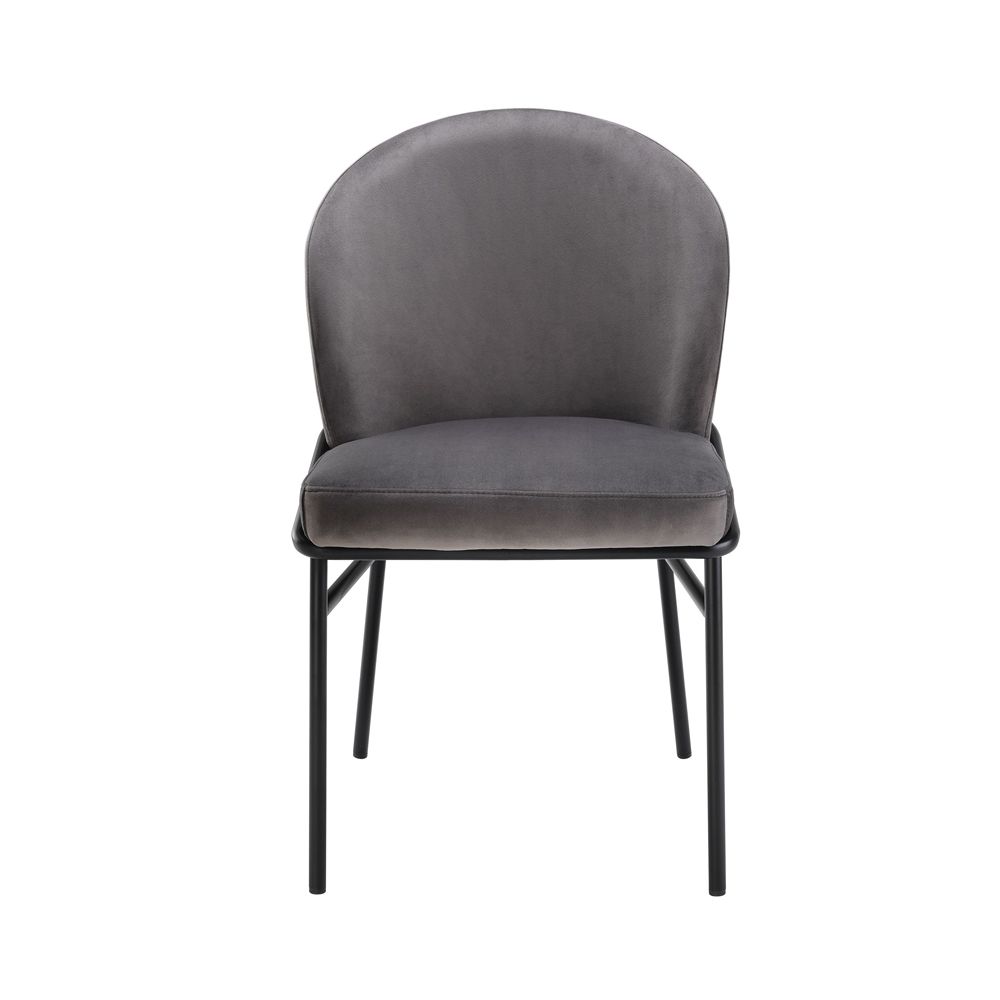 contemporary grey dining chair with black legs