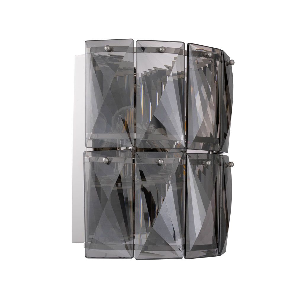 luxurious smoke glass and nickel finish wall lamp