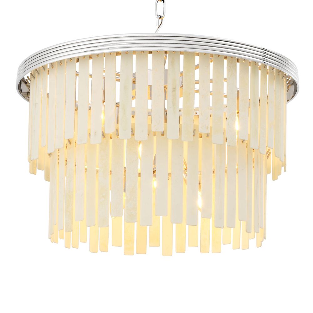 Glamorous faux bone 3 tier chandelier with nickel accents 