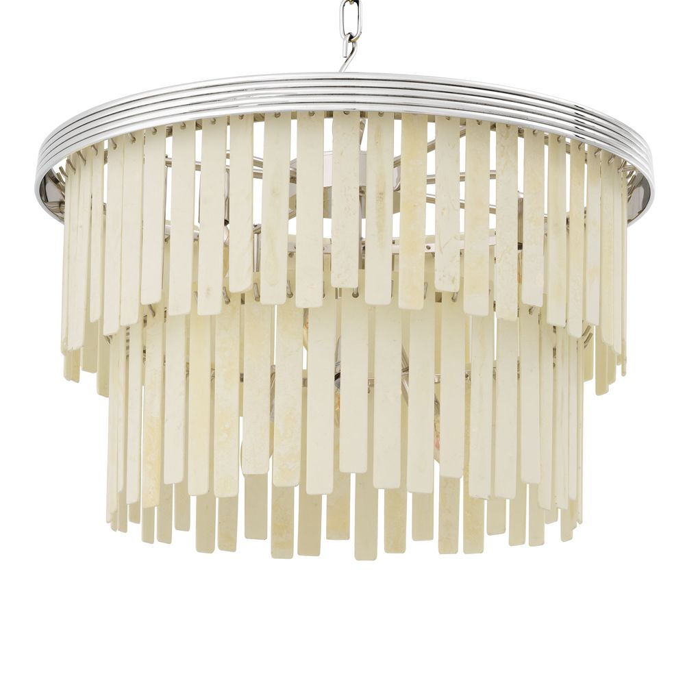 Glamorous faux bone 3 tier chandelier with nickel accents 
