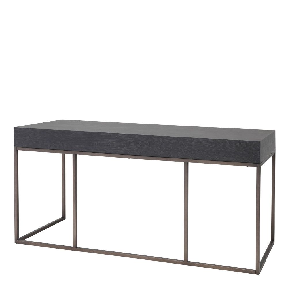 Modern, retro charcoal grey oak desk 