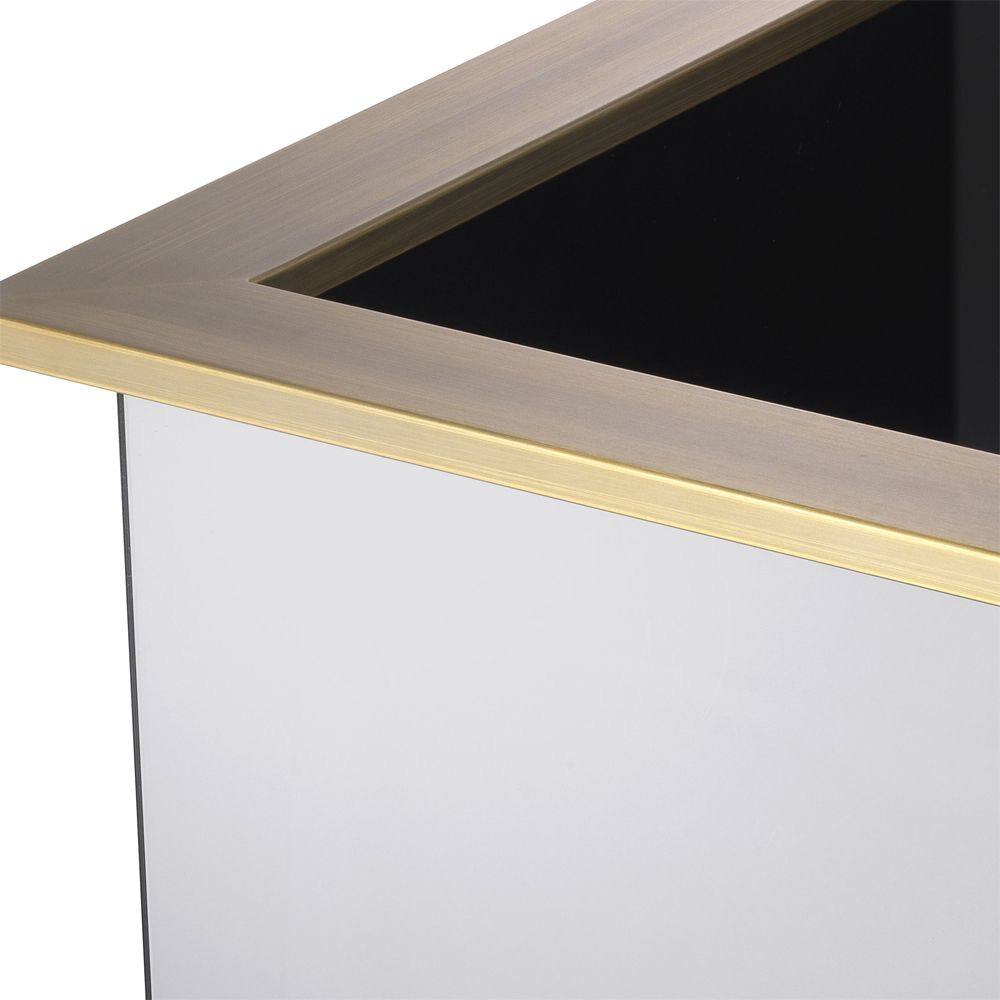 Luxury smoked mirrored planter with brushed brass accents by Eichholtz