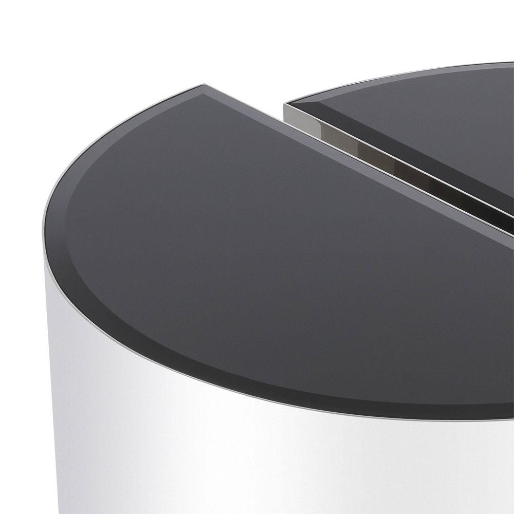 Eichholtz polished stainless steel circular side table set of 2 with black glass tabletop