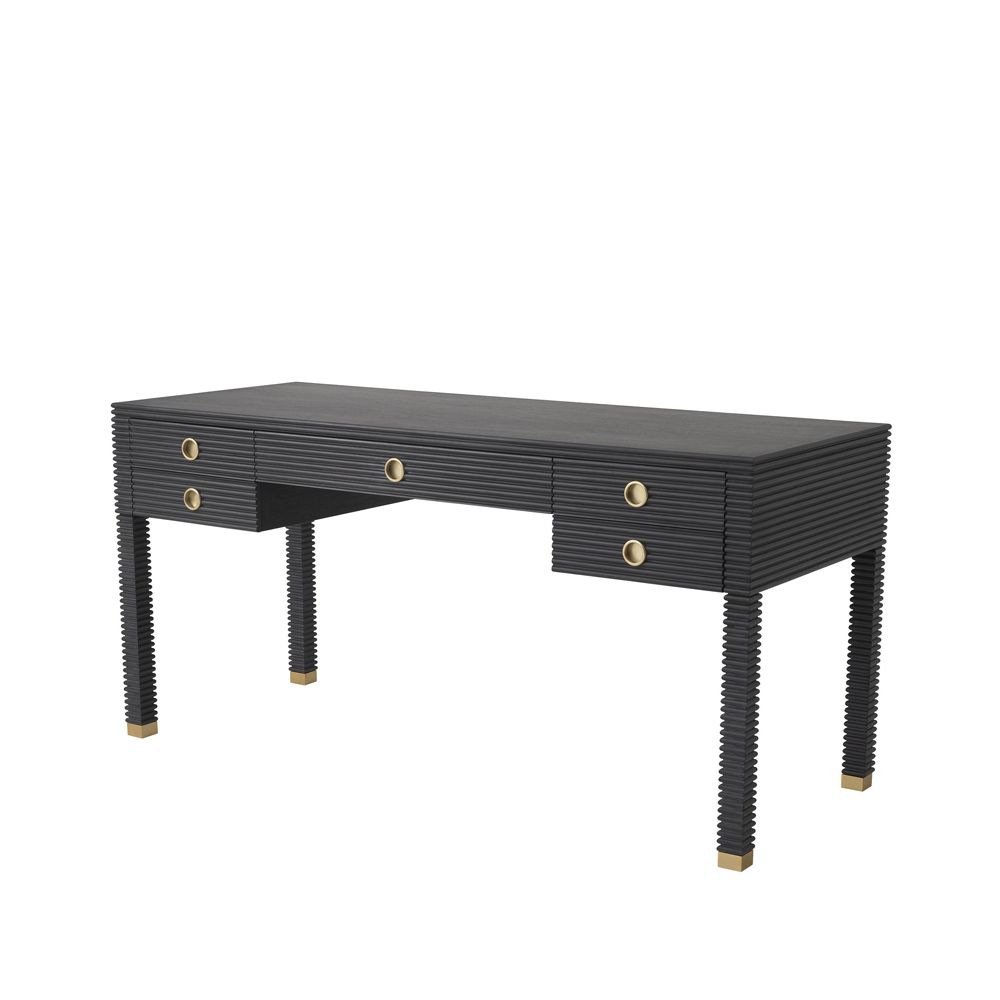Black desk cheap with gold accents