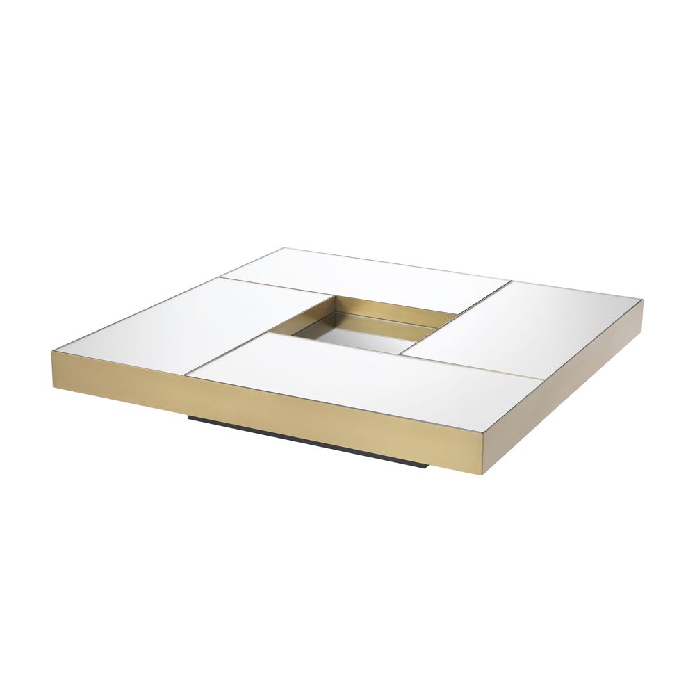 Luxurious Eichholtz brass coffee table with mirrored surface