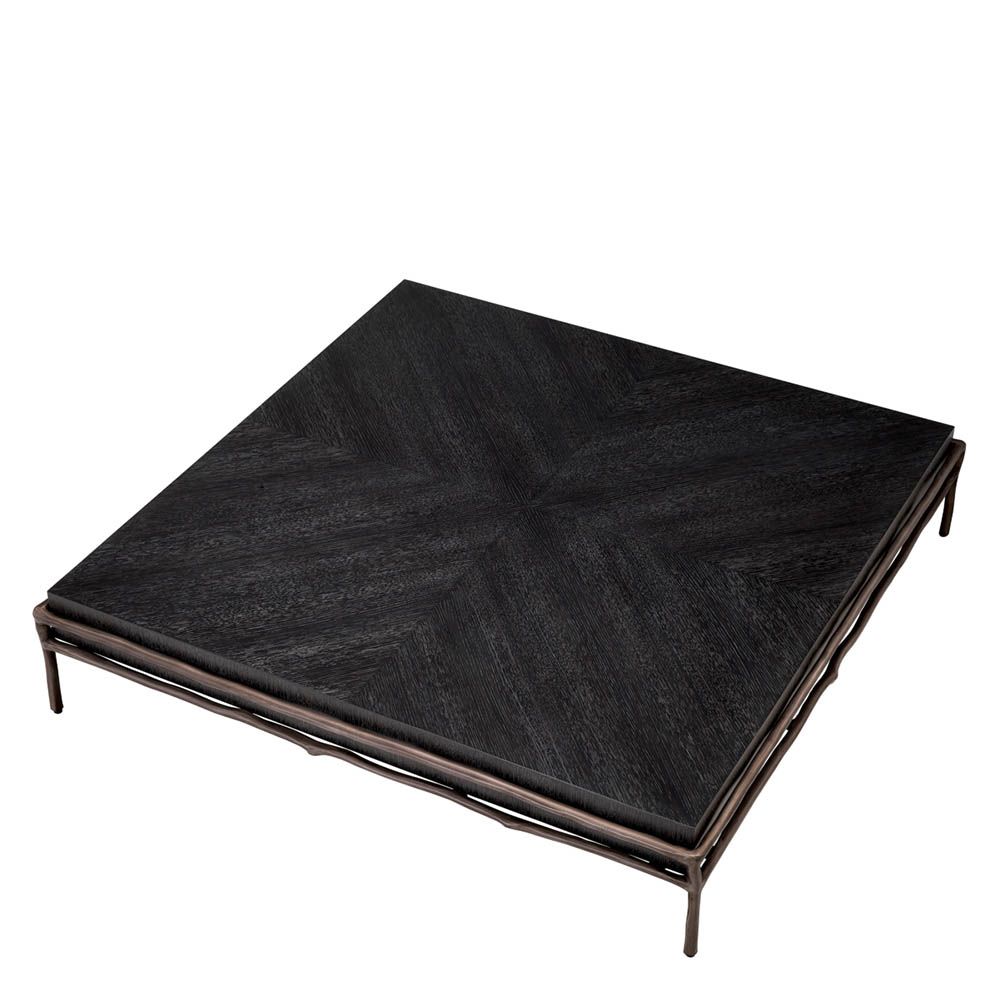 Charcoal oak veneer coffee table with bronze finish