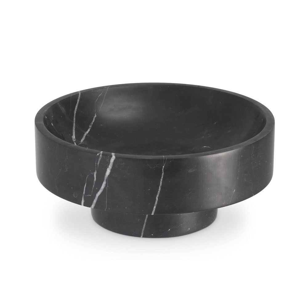An elegant and sophisticated black marble bowl with contrasting white veining