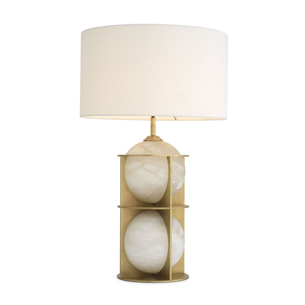 Luxurious alabaster and antique brass table lamp by Eichholtz