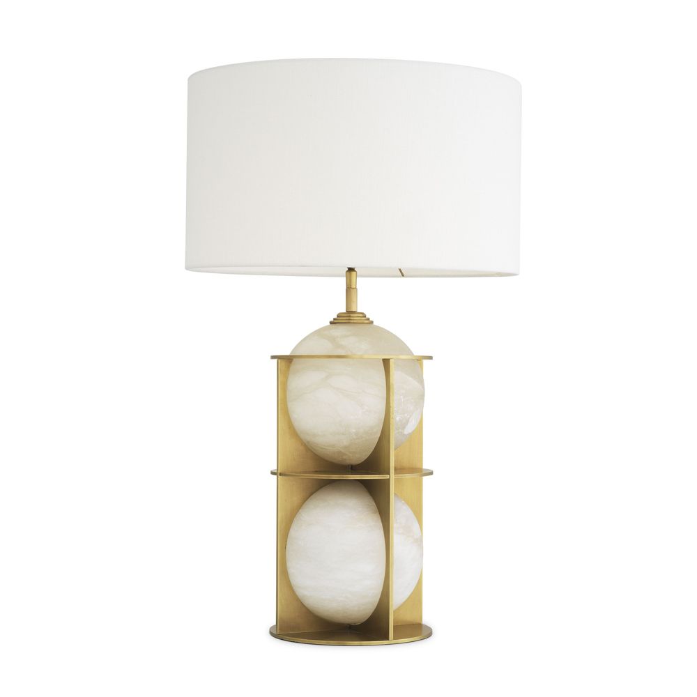 Luxurious alabaster and antique brass table lamp by Eichholtz