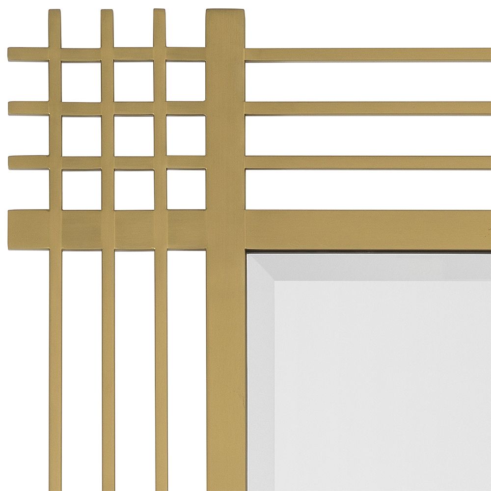 A luxury wall mirror by Eichholtz with a bevelled design and brushed brass finish 