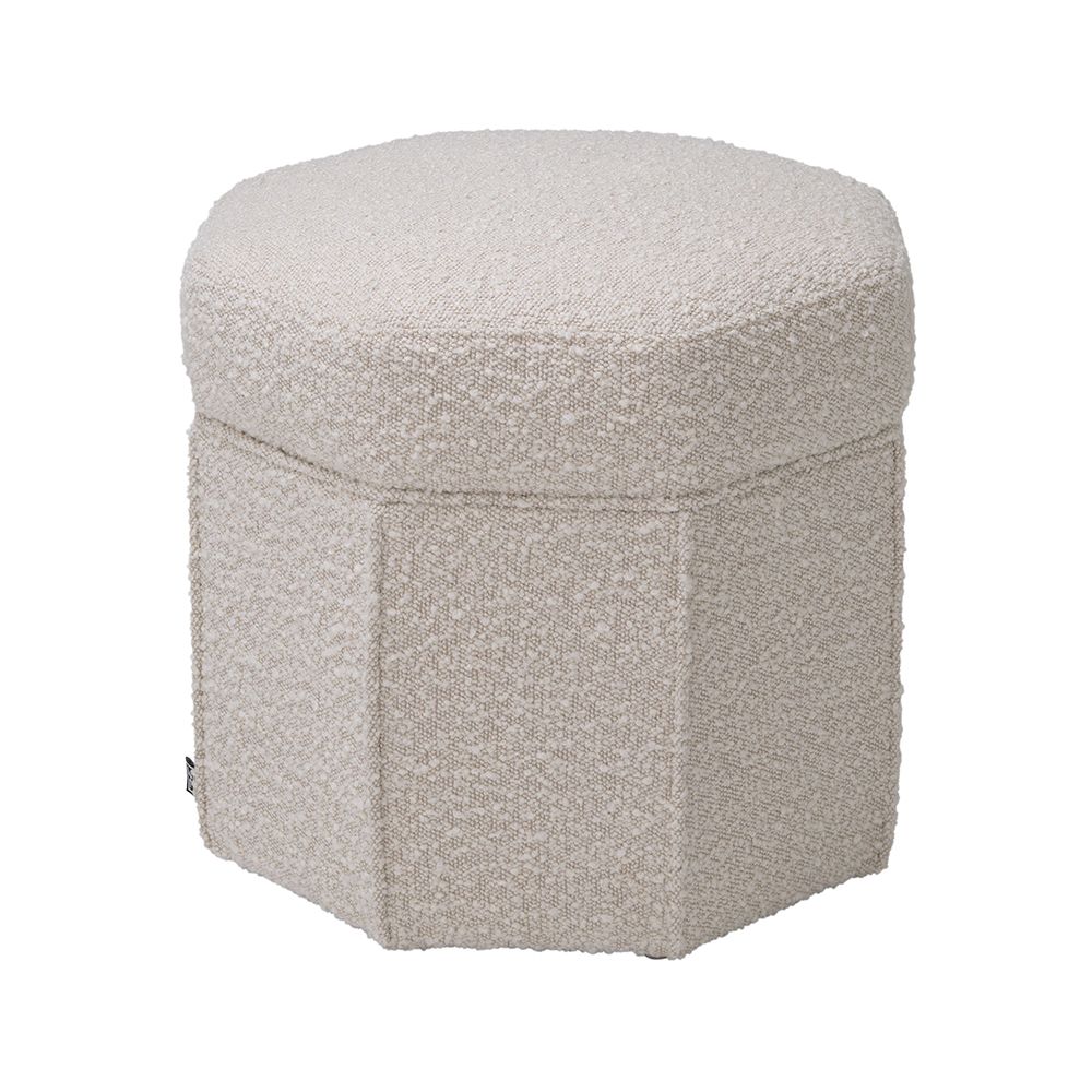 A modern and glamorous boucle cream stool by Eichholtz 