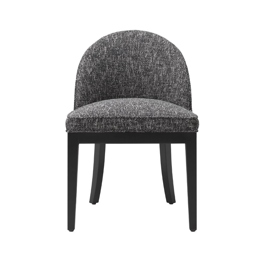 A luxury Cambon Black upholstered dining chair by Eichholtz with black legs