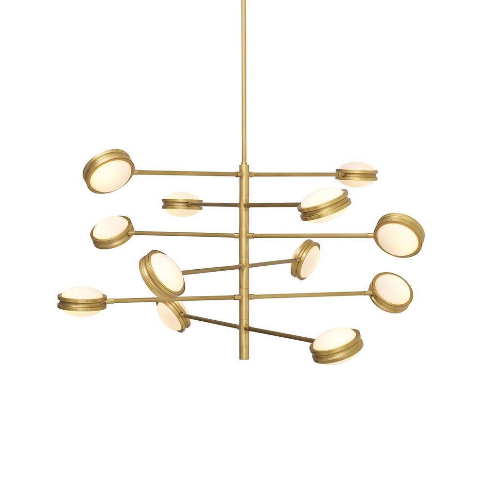 Brass chandelier with multiple adjustable arms