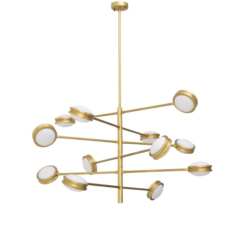 Brass chandelier with multiple adjustable arms