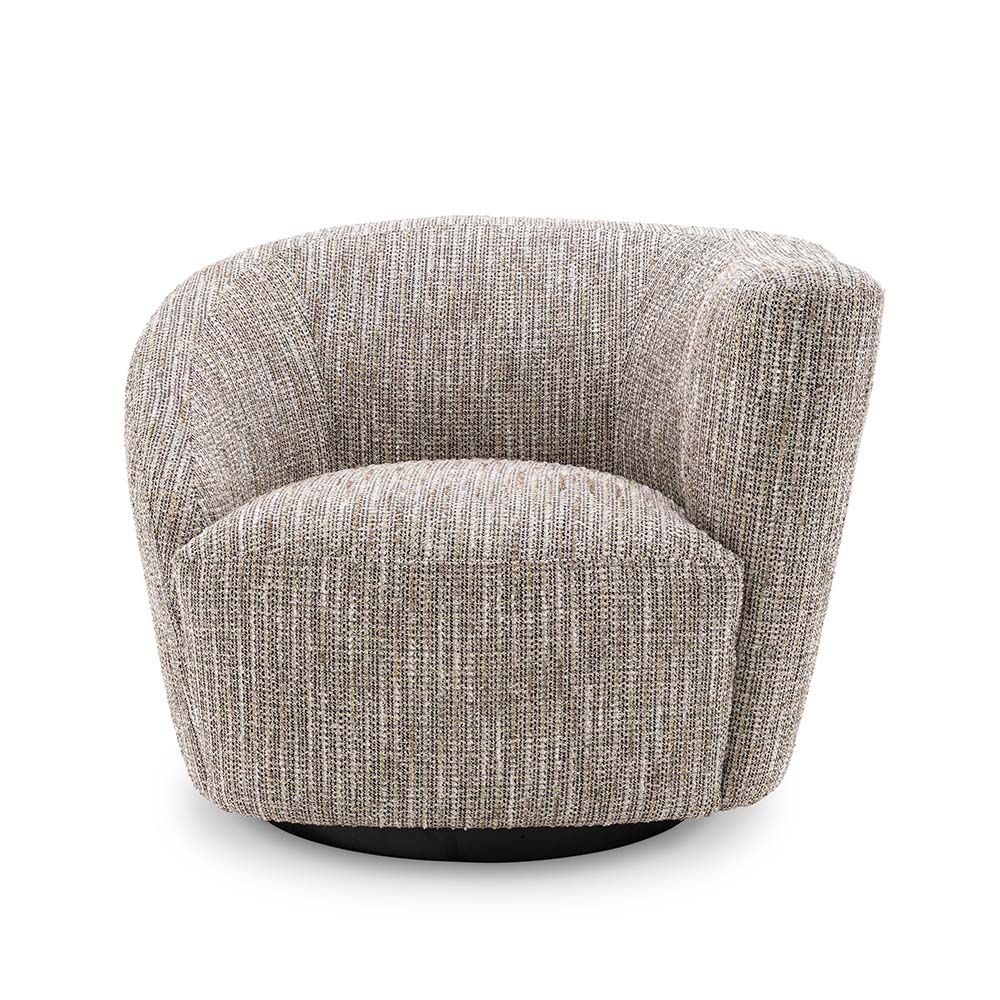 Luxurious right-facing swivel chair finished in Eichholtz's Mademoiselle Beige.