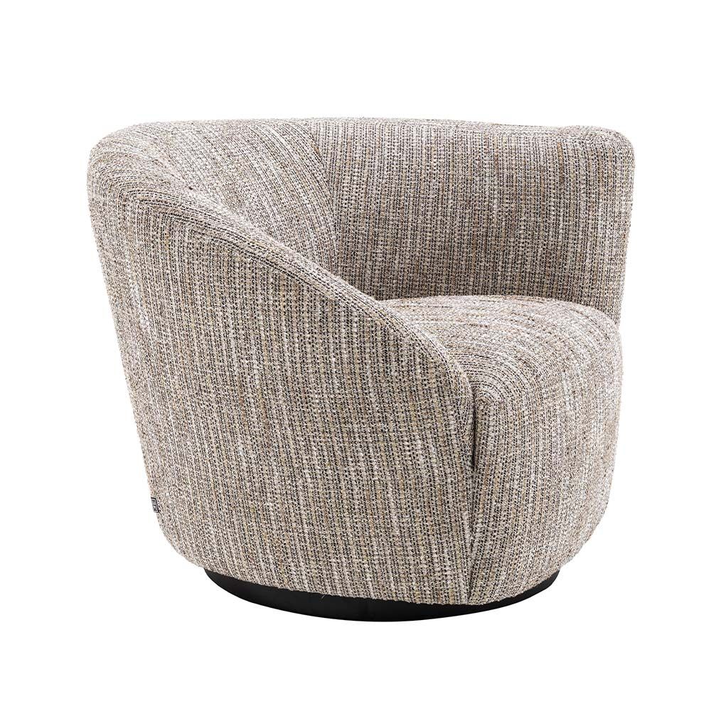 Luxurious right-facing swivel chair finished in Eichholtz's Mademoiselle Beige.