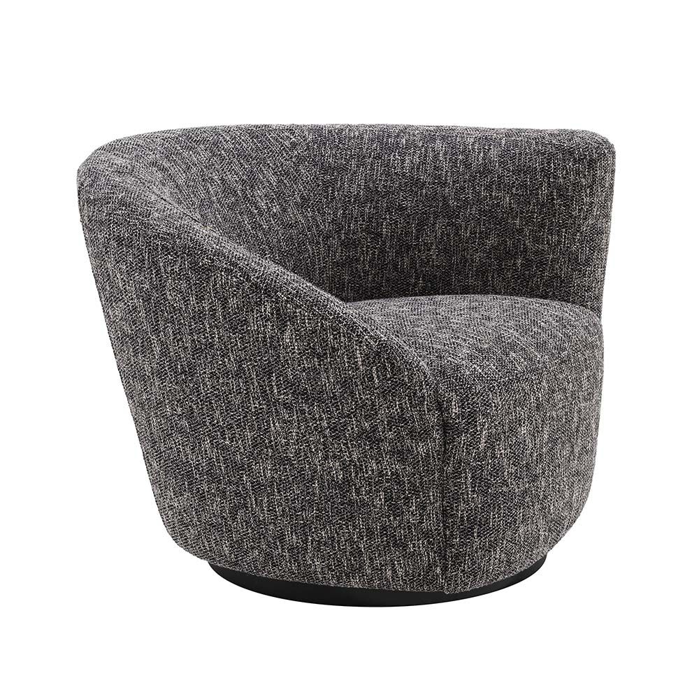 A moody and asymmetrical, right-facing swivel chair in a Cambon Black finish.