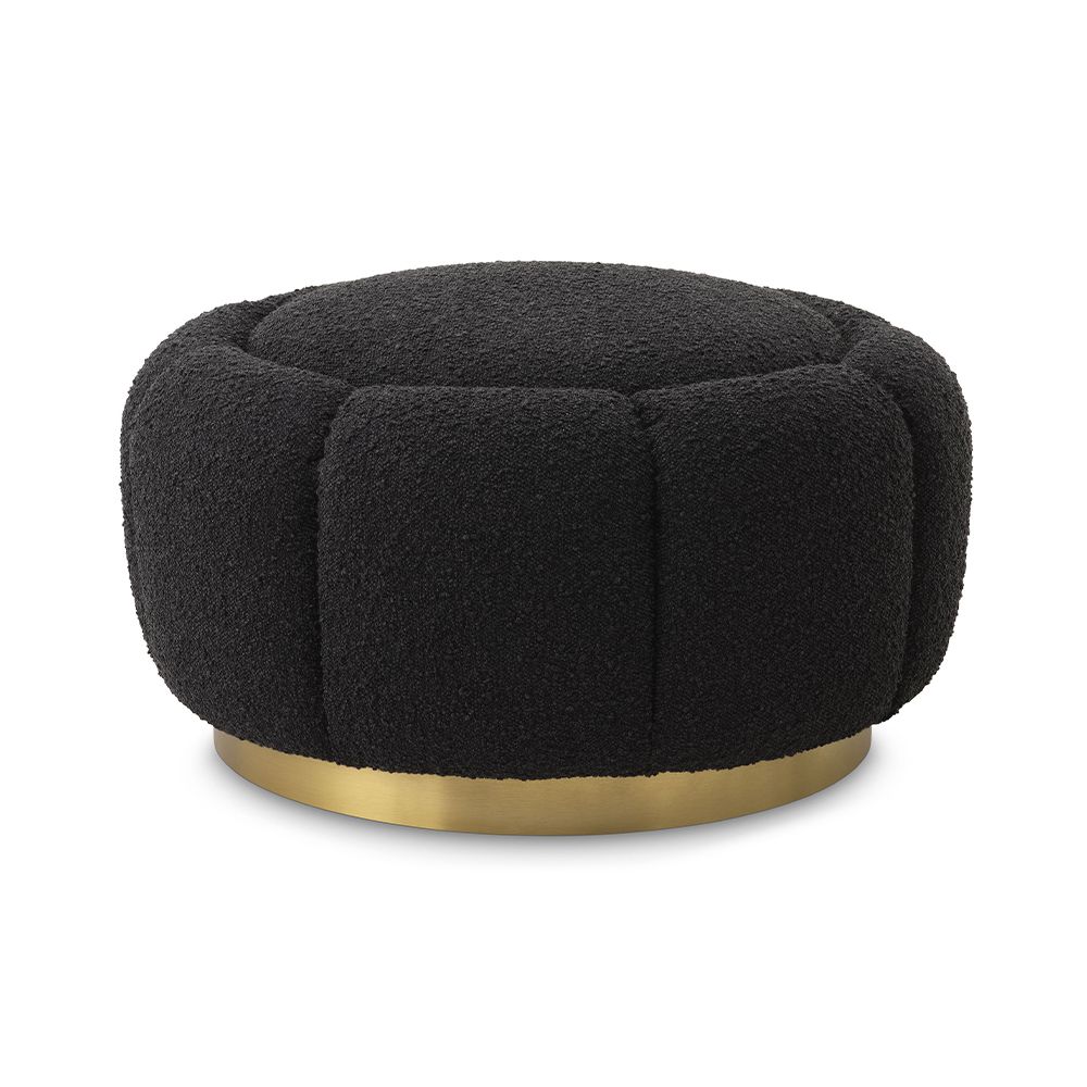 Eichholtz Inger Ottoman Boucle Black Pouffes Stools
