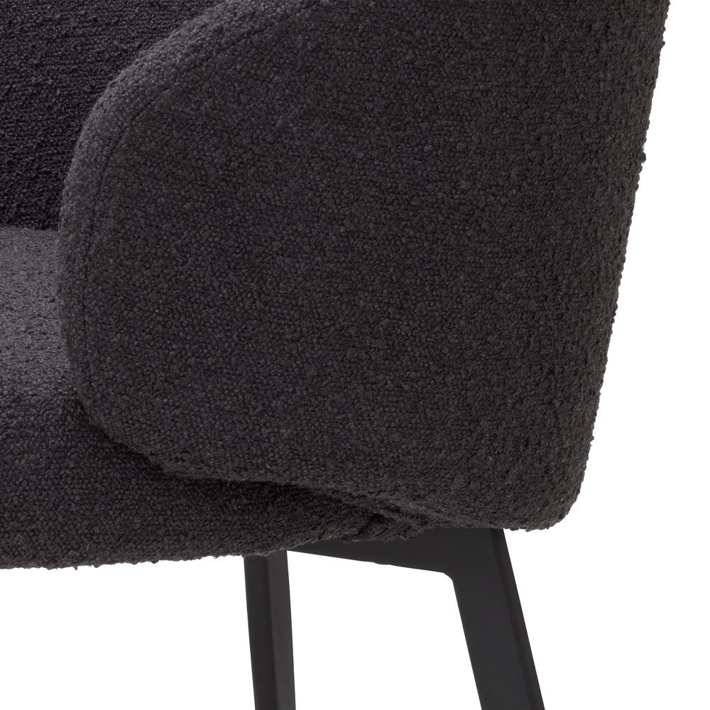 Black boucle discount dining chair