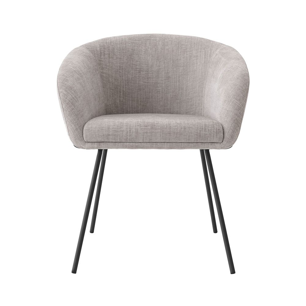 Sleek and sophisticated dining chair with black iron frame