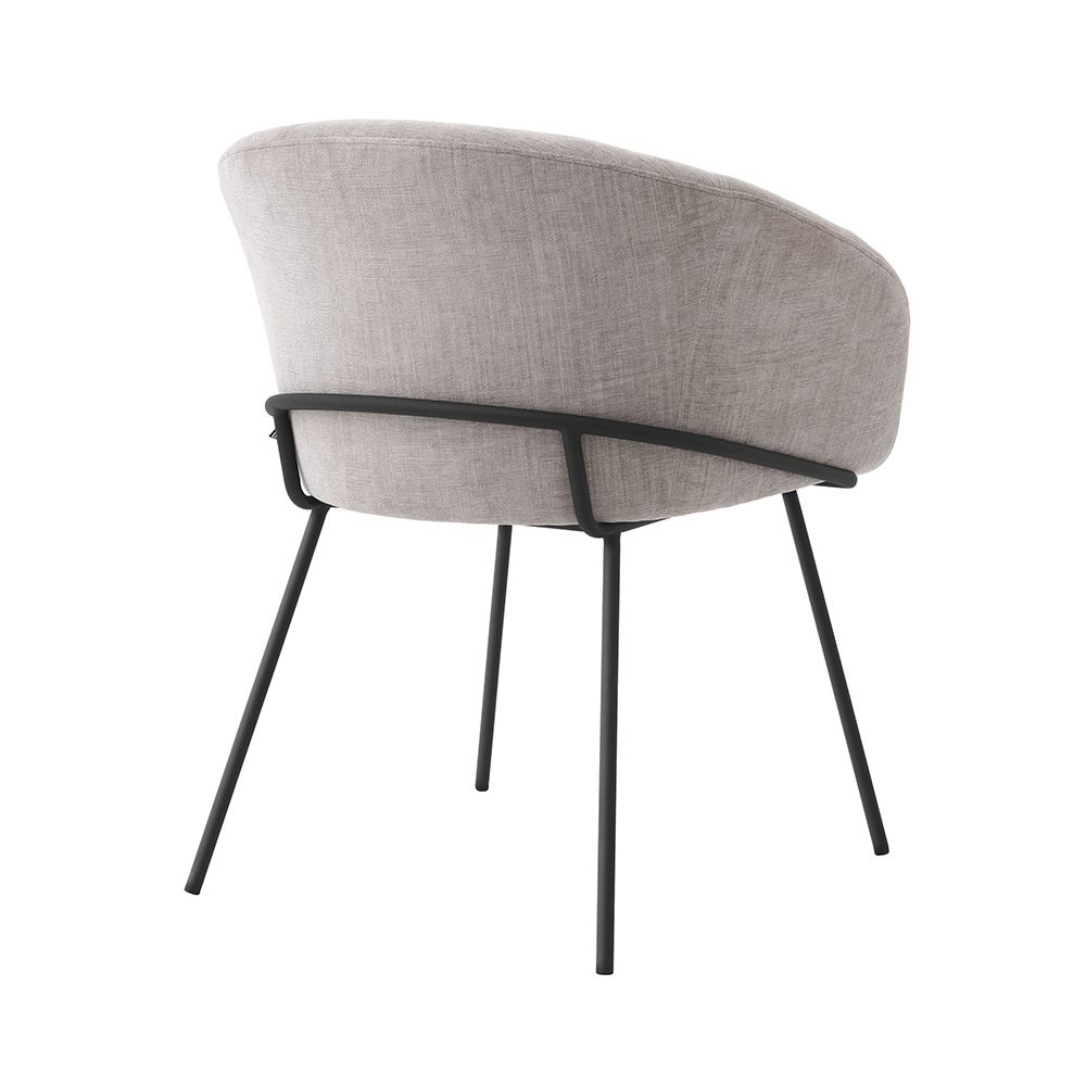Sleek and sophisticated dining chair with black iron frame