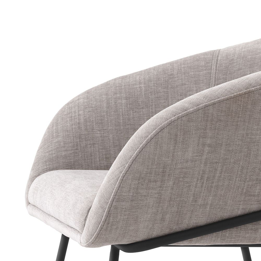 Sleek and sophisticated dining chair with black iron frame