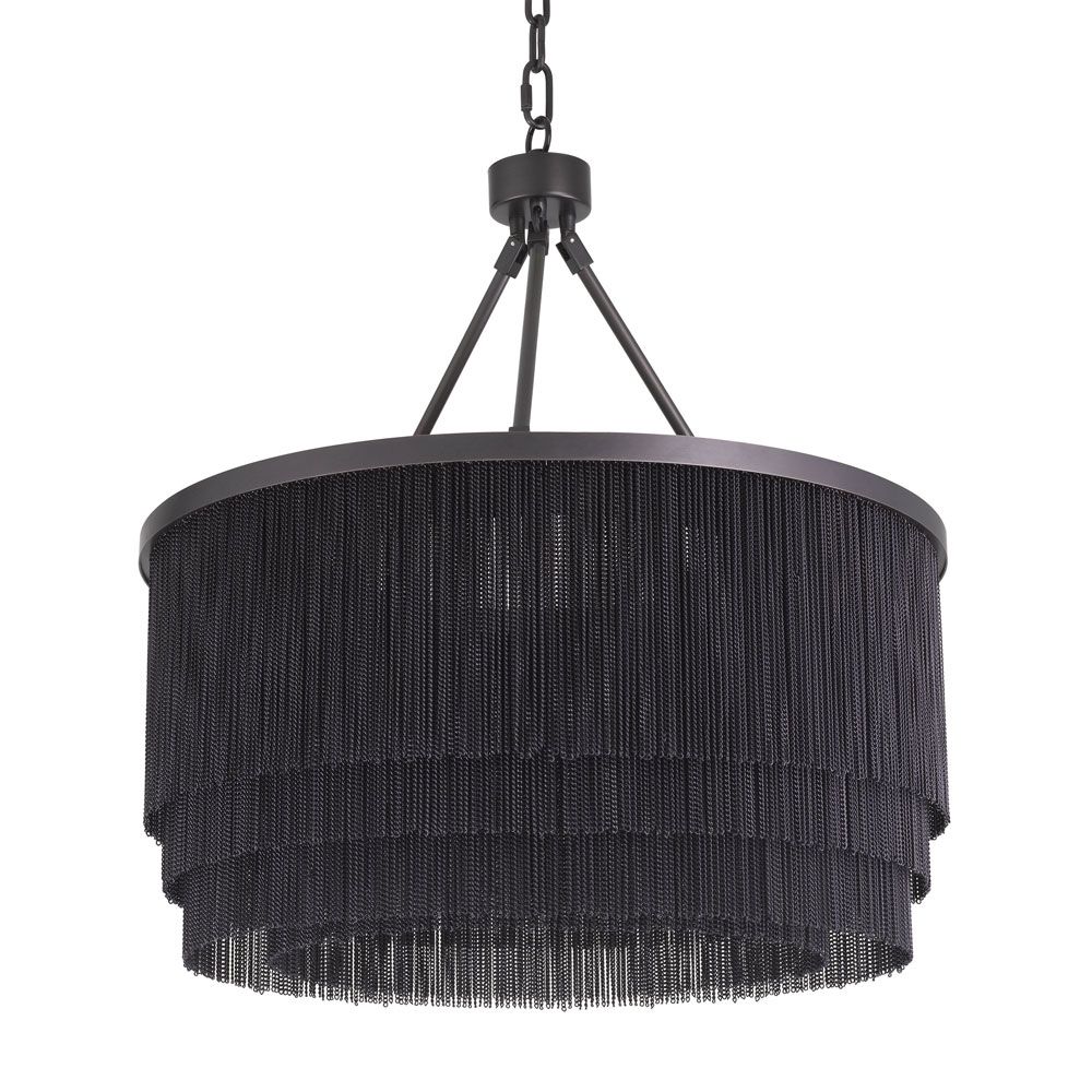 Decedent layered chain-effect bronze ceiling light
