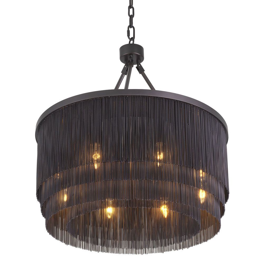 Decedent layered chain-effect bronze ceiling light