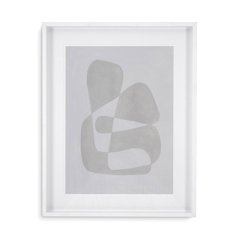 A stylish set of prints by Eichholtz featuring abstract curves with a grey and white finish 