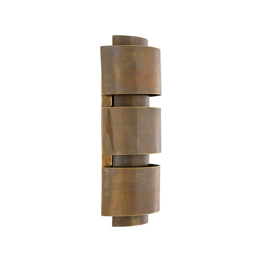 Stylish, modern brass wall light with vintage brass finish