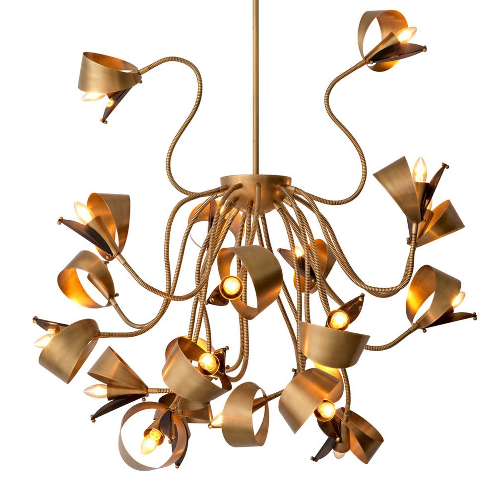 Unique brass chandelier with adjustable arms