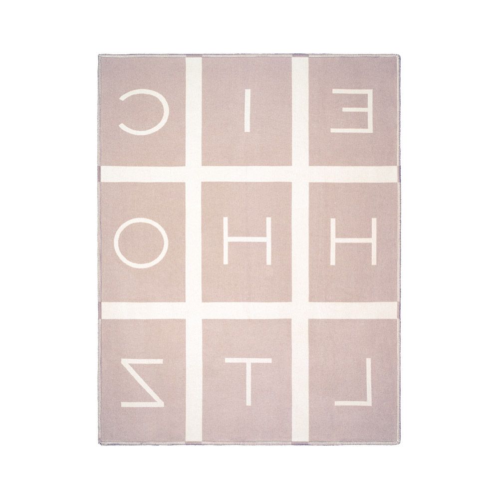Greige and cream cashmere and wool throw with Eichholtz branding