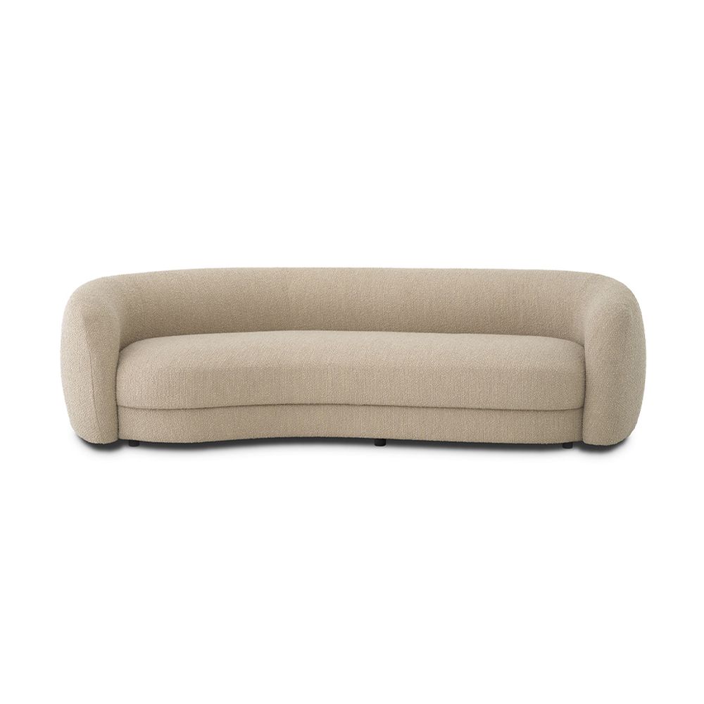 Stunning rounded sofa with boucle upholstery