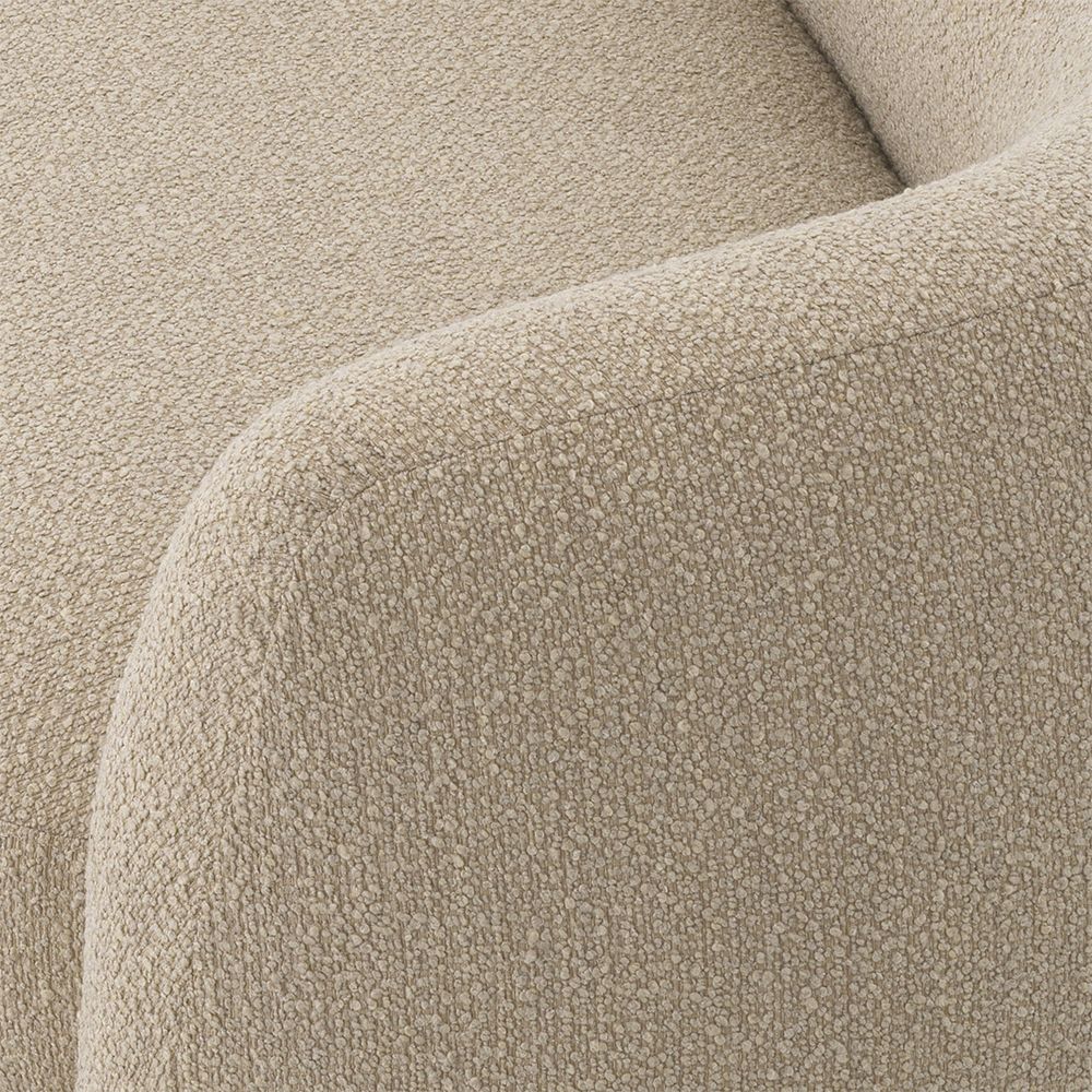 Stunning rounded sofa with boucle upholstery