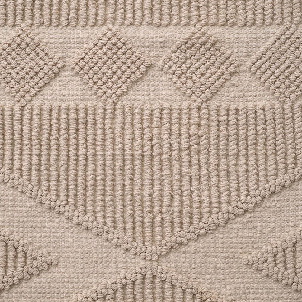 Contemporary outdoor rug in beige finish with striking geometric pattern 