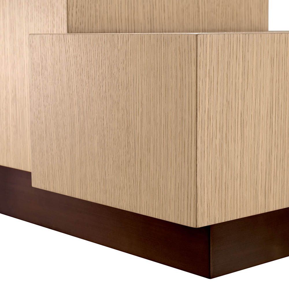 two-tiered natural oak veneer side table